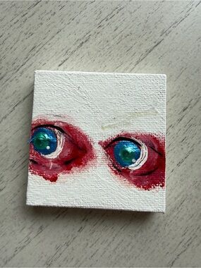 Abstract Eye Pair Canvas Wall Art - Red and Blue
